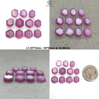 Rosemary Sheen SAPPHIRE Gemstone Flat Slices : Natural Untreated Unheated Pink Sapphire Hexagon Shape 11pcs 14pcs Lots