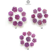 Rosemary Sheen Pink SAPPHIRE Carving : Natural Untreated Sapphire Gemstone Hand Carved Flower 10mm - 12.5mm 9pcs Lots