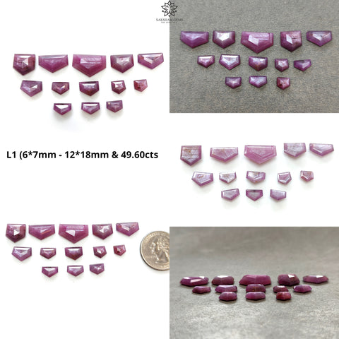 RUBY Gemstone Step Cut : Natural Untreated Unheated Raspberry Pink Sheen Ruby Uneven Shape 13pcs, 18pcs Lots