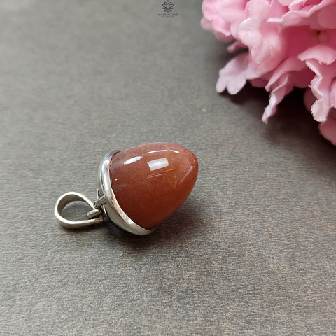 Brown Moonstone Gemstone 925 Sterling Silver Pendant : 14.26gms Fashion XL Size Bullet Pendant With Normal Loop 1.25