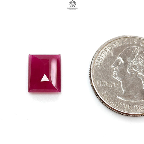 Ruby Gemstone Step Cut : 5.20cts Natural Untreated Unheated Red Ruby Baguette Shape 11*9mm 1pc