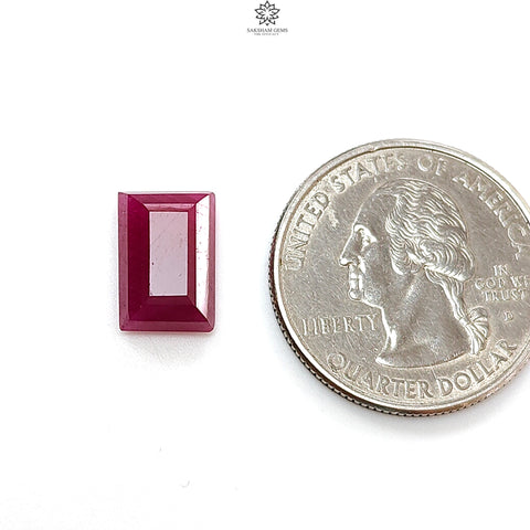 Ruby Gemstone Step Cut : 5.40cts Natural Untreated Unheated Red Ruby Baguette Shape 12*8mm 1pc