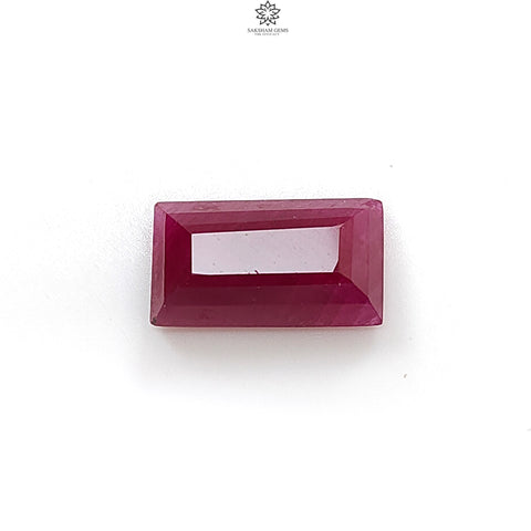 uby Gemstone Step Cut : 7.40cts Natural Untreated Unheated Red Ruby Baguette Shape 15*8mm 1pc