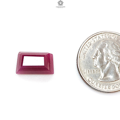 Ruby Gemstone Step Cut : 8.00cts Natural Untreated Unheated Red Ruby Trapezium Shape 14*9mm 1pc