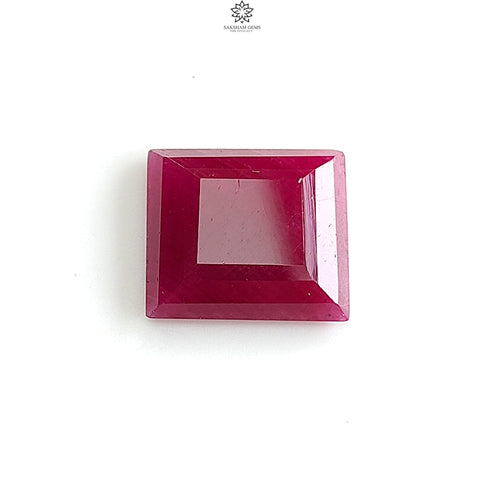 Ruby Gemstone Step Cut : 10.20cts Natural Untreated Unheated Red Ruby Square Shape 14*13mm 1pc