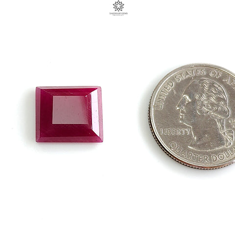 Ruby Gemstone Step Cut : 10.20cts Natural Untreated Unheated Red Ruby Square Shape 14*13mm 1pc
