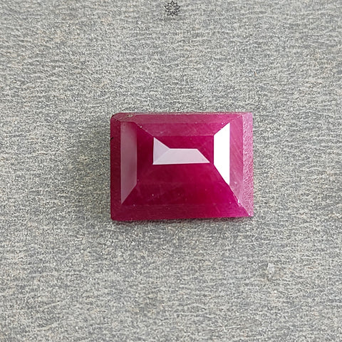 Ruby Gemstone Step Cut : 13.10cts Natural Untreated Unheated Red Ruby Baguette Shape 15*12mm 1pc