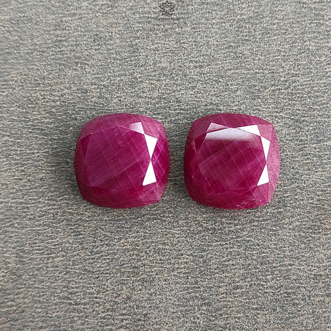 Ruby Gemstone Step Cut : 19.00cts Natural Untreated Unheated Red Ruby Cushion Shape 13*4mm Pair