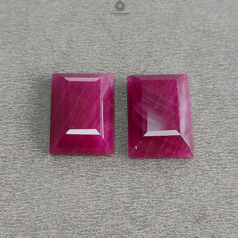 Ruby Gemstone Step Cut : 28.00cts Natural Untreated Unheated Red Ruby Square Shape 17*12mm Pair