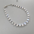 Rainbow Moonstone Gemstone Beads Bracelet : 6.56gms Natural Blue Sapphire 925 Sterling Sliver Beaded Bracelet Briolette Checker Cut 9"