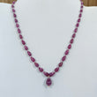 Ruby Gemstone Beads Necklace : 22.50gms (Apx) 925 Sterling Silver Purple Ruby Gemstone Plain Teardrops Necklace 6mm - 12mm 19.5" (Apx)
