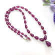 Ruby Gemstone Beads Necklace : 22.50gms (Apx) 925 Sterling Silver Purple Ruby Gemstone Plain Teardrops Necklace 6mm - 12mm 19.5" (Apx)