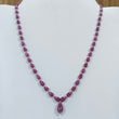 Ruby Gemstone Beads Necklace : 23.20gms (Apx) 925 Sterling Silver Purple Ruby Gemstone Plain Teardrops Necklace 6mm - 14mm 20" (Apx)