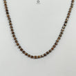 Golden Brown Chocolate Sapphire Gemstone Beads Necklace : 15.75gms (Apx) Natural Plain Cushion Sapphire 925 Sterling Silver 4mm 19" (Apx)