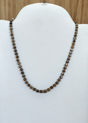 Golden Brown Sapphire Gemstone Beads Necklace : 21.00gms (Apx) Natural Plain Cushion Sapphire 925 Sterling Silver 4*3mm - 6*4mm 20