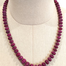 Ruby Gemstone Melon Beads Necklace : 541.10cts 925 Sterling Silver Natural Ruby Hand Carved Rondelle Melon Beads 8mm-15mm 20