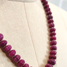 Ruby Gemstone Melon Beads Necklace : 541.10cts 925 Sterling Silver Natural Ruby Hand Carved Rondelle Melon Beads 8mm-15mm 20