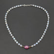 Rainbow Moonstone Star Ruby Sapphire Beads Necklace: 65.90cts Natural Untreated With 925 Sterling Silver Faceted Necklace 4mm - 7*5mm 19.25"