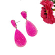 PINK ONYX Gemstone Earring : 45.15cts Natural Pear Shape With 925 Sterling Silver Hand Carved Prong Set Push Back Earring 1.90"