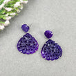 PURPLE ONYX Gemstone Earring : 47.80cts Natural Heart Shape With 925 Sterling Silver Hand Carved Prong Set Push Back Earring 1.50"
