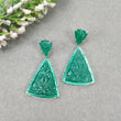 GREEN ONYX Gemstone Earring : 58.60cts Natural Triangle Shape With 925 Sterling Silver Hand Carved Prong Set Push Back Earring 1.90"