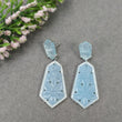 BLUE Milky ONYX Gemstone Earring : 61.85cts Natural Uneven Shape With 925 Sterling Silver Hand Carved Prong Set Push Back Earring 2.20"