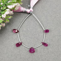 PINK TOURMALINE Gemstone Checker Cut Loose Beads: 7.75cts Natural Untreated Pink Tourmaline Tear Drops 8*5mm - 8.5*8mm