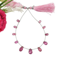 PINK TOURMALINE Gemstone Checker Cut Loose Beads: 12.75cts Natural Untreated Pink Tourmaline Tear Drops 7*4.5mm - 11*7mm