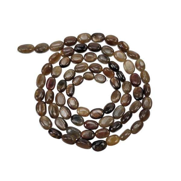Golden Brown Chocolate Sapphire Gemstone Cabochon Loose Beads : 75.65cts Natural Unheated Oval Plain Nuggets 5*4mm - 6.5*5mm 18"