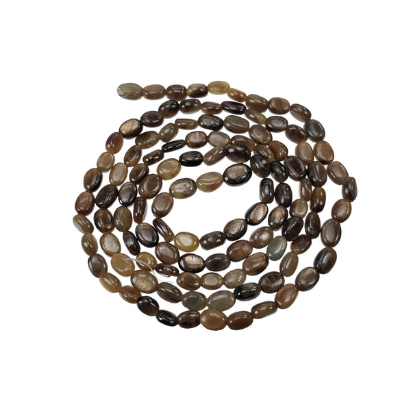 Golden Brown Chocolate Sapphire Gemstone Cabochon Loose Beads : 96.85cts Natural Unheated Oval Plain Nuggets 6*4mm - 7*5mm 25.25"
