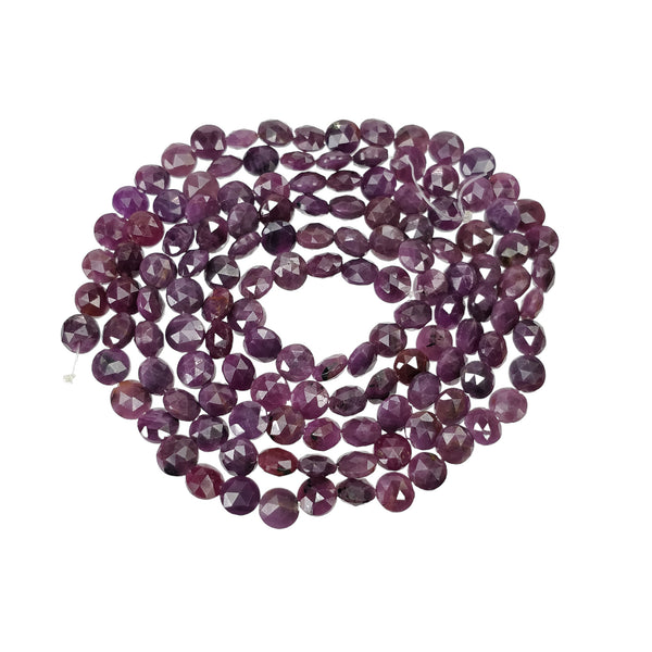 RUBY Gemstone Rose Cut Loose Beads : 156.35cts Natural Untreated Unheated Ruby Round Shape Faceted Beads 6mm 30.75"