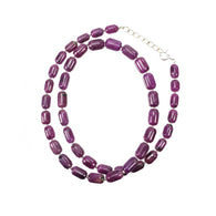 RUBY Gemstone Plain NECKLACE : 181.40cts Natural Untreated Round Cylinder Shape Ruby With 925 Sterling Silver 8mm - 10mm 18.5