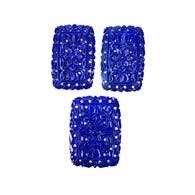 लैपिस लाजुली रत्न नक्काशी: 106.80cts प्राकृतिक अनुपचारित नीला लैपिस हाथ नक्काशीदार कुशन आकार 34*22mm - 35*25.5mm 3 पीस सेट