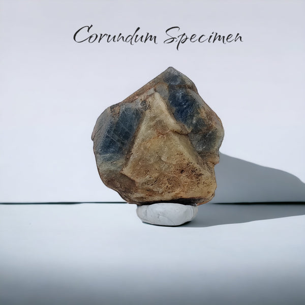 RECORD KEEPER Blue SAPPHIRE Gemstone Crystal : 189.60cts Natural Unheated Triangle Formative Sapphire Rough Specimen 42.5*39.5mm