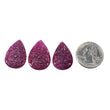 Ruby Gemstone Carving : 78.40cts Natural Untreated Red Ruby Hand Pear Shape 26*18mm - 27*19mm 3pcs Set