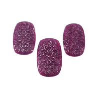 Ruby Gemstone Carving : 94.90cts Natural Untreated Red Ruby Hand Pear Shape 30*19mm - 33*21mm 3pcs Set