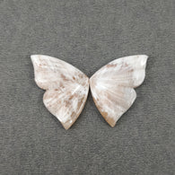 Agate Gemstone Carving : 26.75cts Natural Untreated Bi-Color Botswana Striped Agate Hand Carved Butterfly 30*19mm - 31*19mm Pair