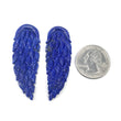 लैपिस लाजुली रत्न नक्काशी: 58.65cts प्राकृतिक अनुपचारित नीला लैपिस हाथ नक्काशीदार परी पंख 53*18mm - 53*19mm 2pcs