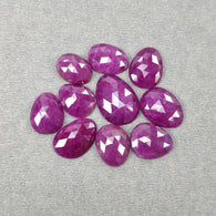 Red RUBY Gemstone Rose Cut : 57.35cts Natural Untreated Unheated Ruby Egg Uneven Shape 12*9mm - 18*13mm 10pcs