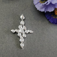 CUBIC ZIRCONIA With 925 Sterling Silver Pendant : 9.90gms Fashion Jewellry Jesus Cross Pendant 2.15