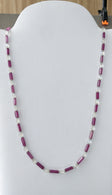 Raspberry Sapphire & Rainbow Moonstone Gemstone Fancy Cut NECKLACE: 105.75gm Natural Untreated Pencil 925 Sterling Silver 7*5mm - 11mm 19.5