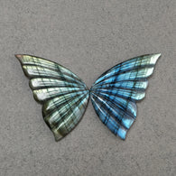 LABRADORITE Gemstone Carving : 100.00cts Natural Untreated Unheated Labradorite Hand Carved Butterfly 63*29mm Pair
