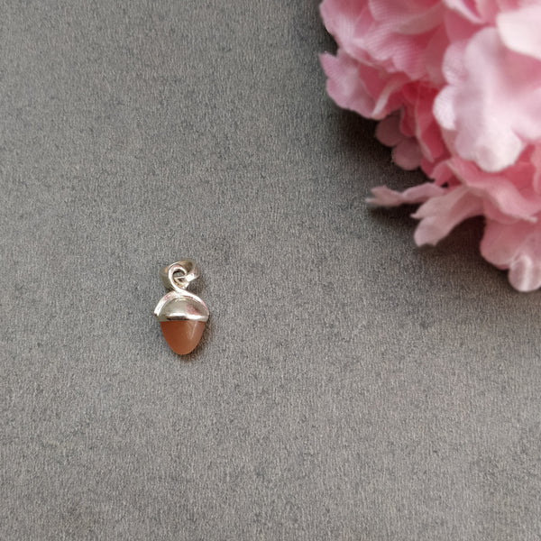Brown Moonstone 925 Sterling Silver Pendant : 2.15gms(Approx) Fashion Mini Size Bullet Pendant With Normal Loop 0.80" Gift For Her