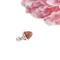 Peach Moonstone Gemstone 925 Sterling Silver Pendant : 3.95gms(Approx) Fashion Regular Size Bullet Pendant With Normal Loop 1
