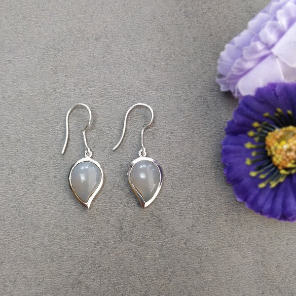 Gray Onyx Gemstone Earring : 4.71gms Natural Onyx With 925 Sterling Silver Drop Dangle Bezel Set Hook Earrings 1.5"