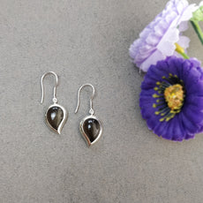 Smoky Quartz Gemstone Earring : 4.20gms Natural Quartz With 925 Sterling Silver Drop Dangle Bezel Set Hook Earrings 1.5