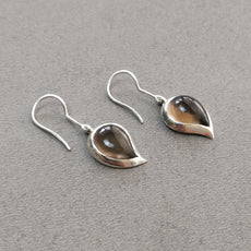 Smoky Quartz Gemstone Earring : 4.20gms Natural Quartz With 925 Sterling Silver Drop Dangle Bezel Set Hook Earrings 1.5