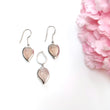 Pink Onyx Gemstone Jewelry Set : 925 Sterling Silver Natural Onyx Leaf Shape Cabochon Bezel Set Earrings Pendant Jewelry Set