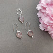 Pink Onyx Gemstone Jewelry Set : 925 Sterling Silver Natural Onyx Leaf Shape Cabochon Bezel Set Earrings Pendant Jewelry Set