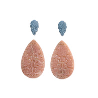 Pink & Blue Opal Gemstone Carving : 44.80cts Natural Untreated Opal Hand Carved Pear Shape 18.5*10mm - 43*25.5mm 4pcs Set